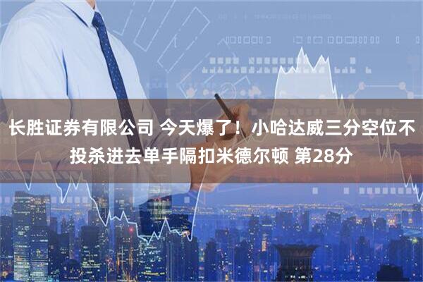 长胜证券有限公司 今天爆了！小哈达威三分空位不投杀进去单手隔扣米德尔顿 第28分