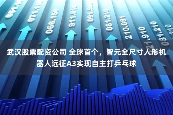 武汉股票配资公司 全球首个，智元全尺寸人形机器人远征A3实现自主打乒乓球